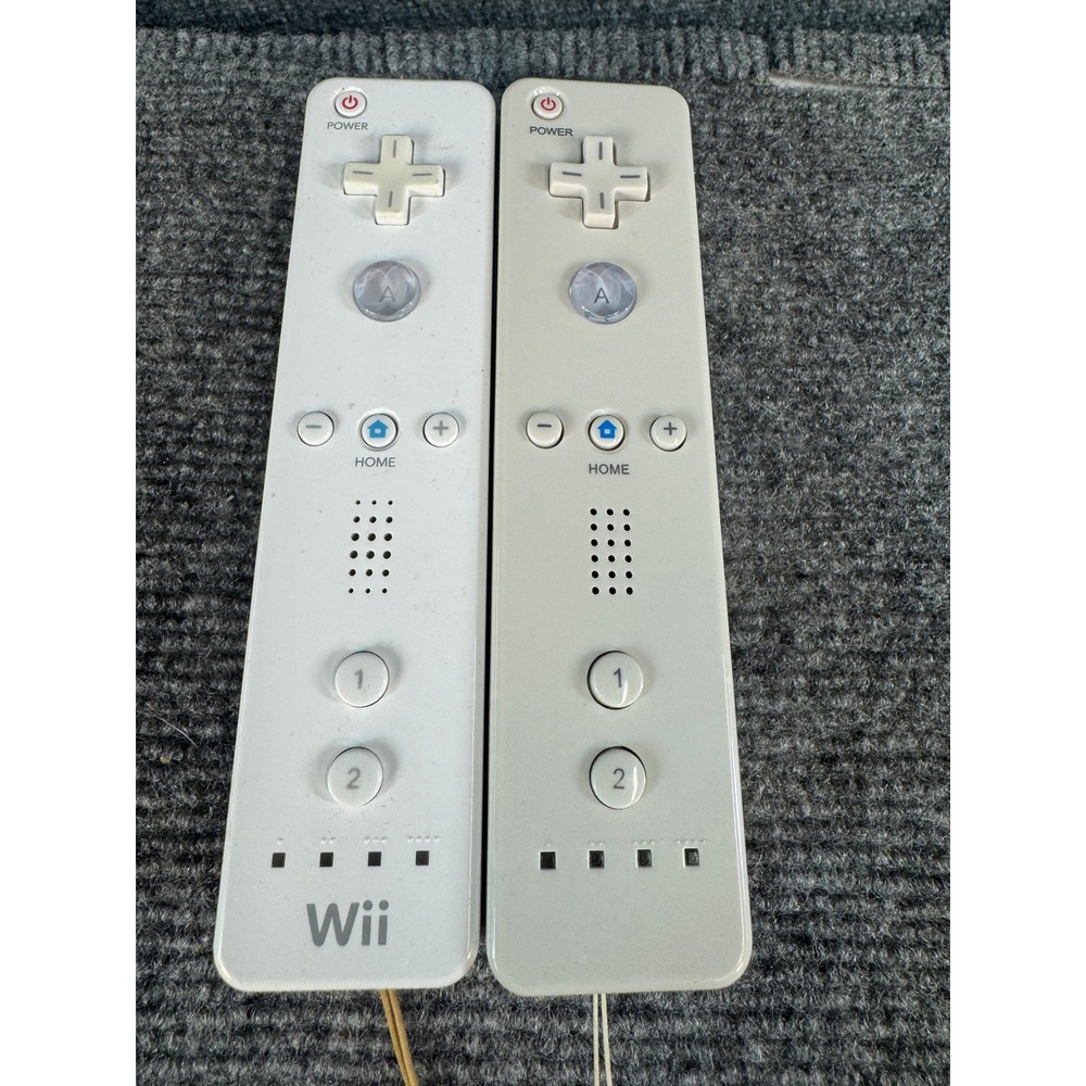 Lot of 2 Nintendo Wii Remote Controllers RVL-003 White Motion Control Straps